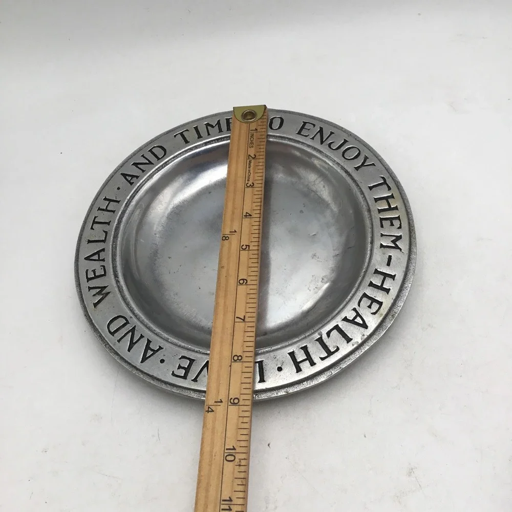 Olde Bradford Co Pewter Health Love Wealth Time to Enjoy Them Plate Troy PA 9